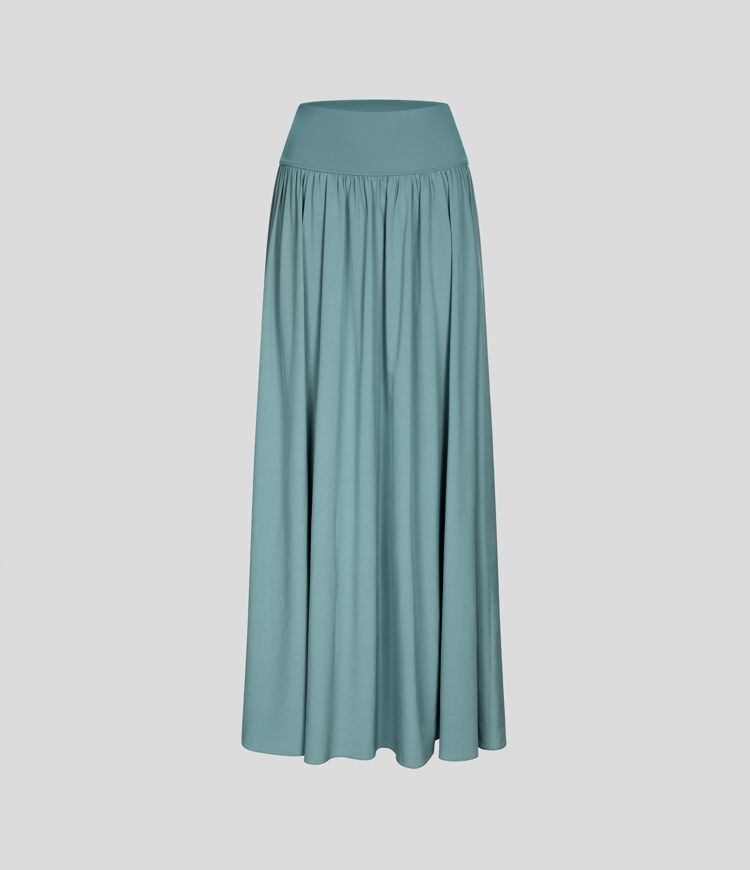 Carla™ | Plisseret, 2-i-1-panelet maxi-casual nederdel med høj talje og slids, hurtigtørrende