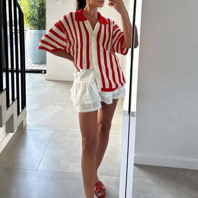 Lana™ | Stribet ajour-cardigan